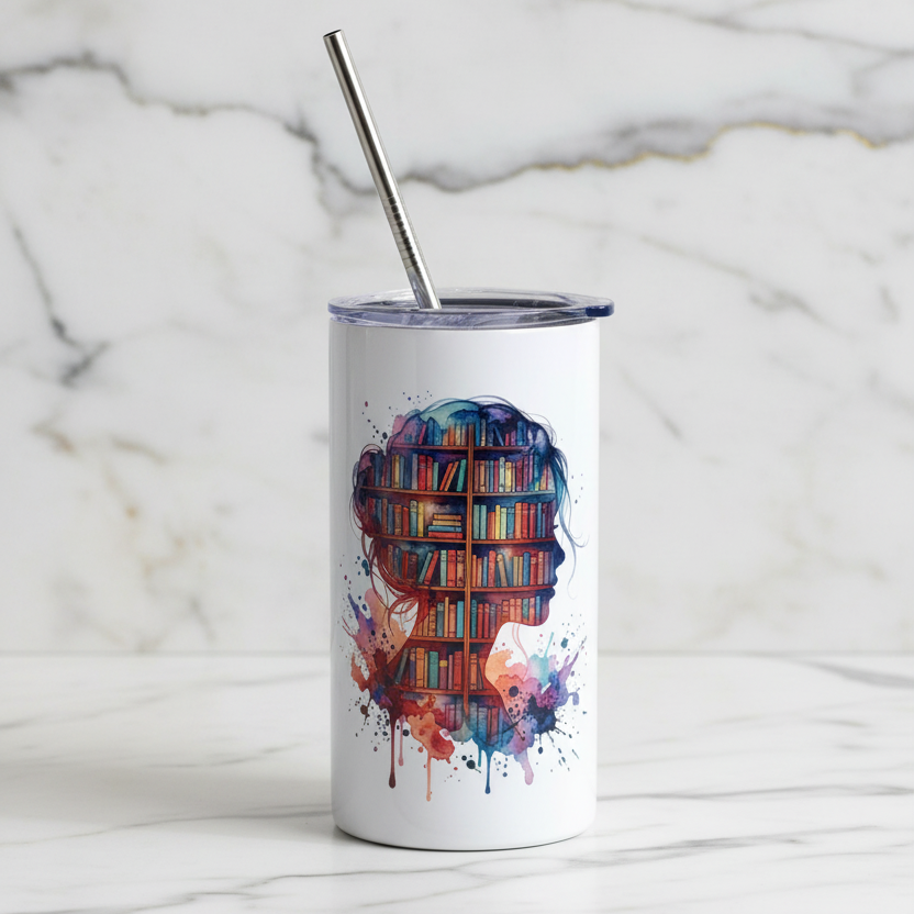 12OZ METAL TUMBLER (Book Head) 📚
