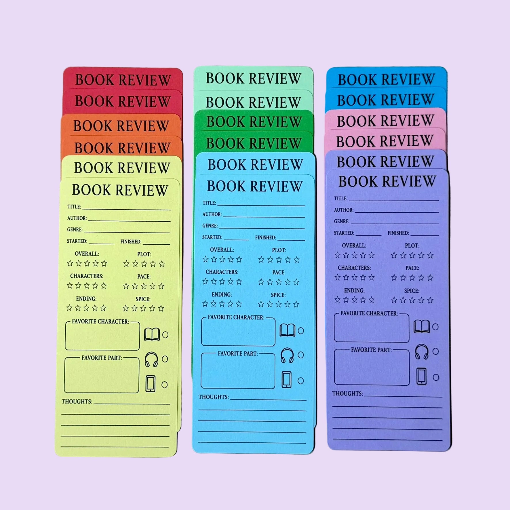 BOOK REVIEW CARDS (Pack of 18)